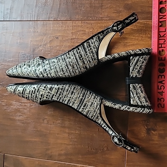 J.Renee slingback mule 7.5 with covered kitten heel plaid metallic baddie - Picture 4 of 11